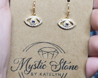 Evil Eye rinstone charm style earrings