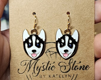 Gold plated husky charm style earrings