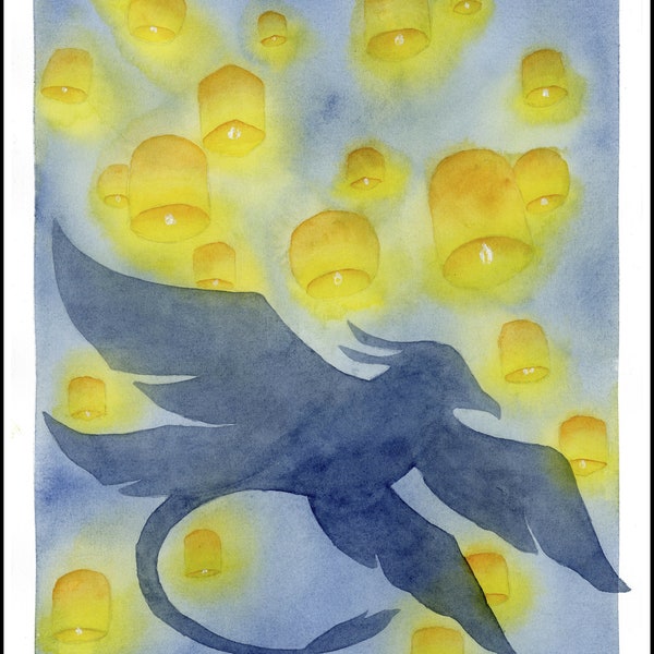 Ombre et lanternes - Reproduction fine art sur papier aquarelle