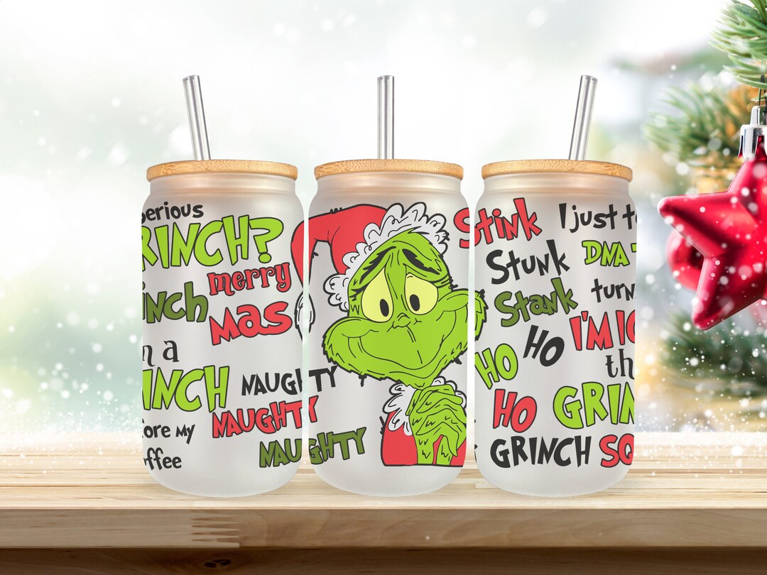 Grinch Stink Stank Stunk 20 Oz Glass Cup Etsy