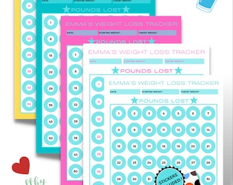 Personalised weight loss tracker, weight loss planner, weight loss chart, fitness planner, weight loss recorder, weigh in tracker