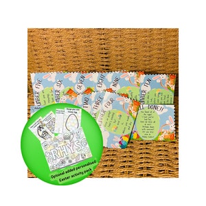 Caccia alle uova di Pasqua, carte indizio caccia alle uova di Pasqua, attività pasquali, giochi pasquali, regali pasquali personalizzati, regalo pasquale, per bambini