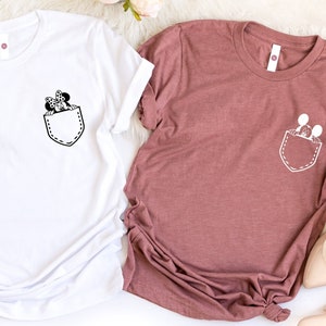 Funny Disney Pocket Shirts, Mickey Pocket Shirt, Minnie Pocket Shirt, Disney Couple T-Shirt, Disney Vacation Shirt, Disney Family Trip Shirt