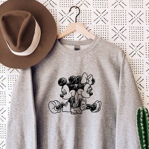 Vintage Mickey and Minnie Sweatshirt, Gift For Couples, Lovely Sweatshirt, Magic Trip, Animation Mickey Mouse, Disney Trip Sweatshirt