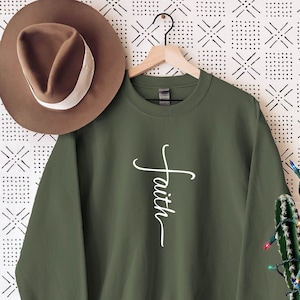 Faith Sweatshirt, Faith Cross Sweatshirt, Christian Gift, Faith Gift, Christian Sweater, Love and Grace, Faith Cross, Vertical Cross, Jesus