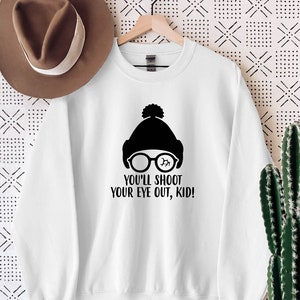 Sudadera para niños con la frase "Te vas a sacar los ojos", suéter con una historia de Navidad, suéter divertido de Navidad, suéter de fiesta de Navidad, suéter de Feliz Navidad