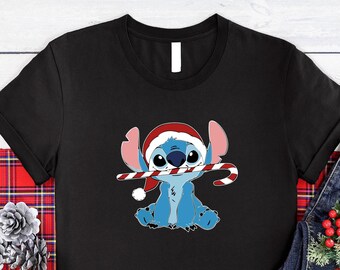 Camiseta navideña de Disney, camisetas navideñas de Stitch, camiseta de Disney, camiseta navideña, camisetas a juego de Disney, camisetas navideñas de Mickey, camiseta de Stitch