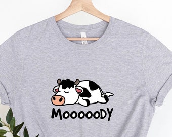 Cow Moody Shirt, Cow Lover Shirt, Animal Lover Gift, Gift For Cow Owner, Farmer Shirt, Cute Cow Christmas Shirt,  Cow Fan Gift,Cute Cow Tee