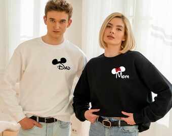 Disney Mom Dad Custom Name, Disney Family Vacation Sweatshirt, Magical Disney World, Family Hoodie For Disneyland, Pocket Size Disney Family