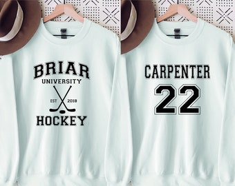 Briar University Hockey Est Sudadera de año personalizado, sudadera universitaria personalizada, suéter deportivo de hockey personalizado delantero y trasero Hockey con capucha