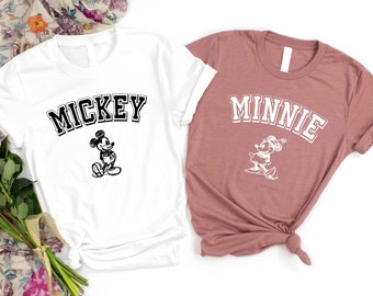 Vintage Mickey and Minnie Shirt, Gift For Couples, Lovely Tee, Magic Trip, Animation Mickey Mouse, Disney Trip Tee, Personalized Shirt
