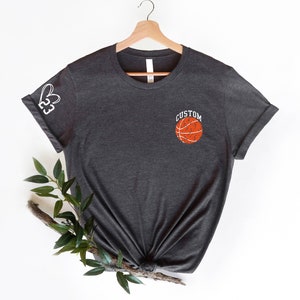 Custom Basketball Shirt, Game Day Custom Your Name Number Basketball, Basketball Grandma Gift, Custom Basketball Squad With Heart On Sleeve