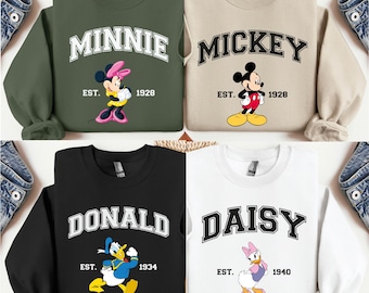 Disney Charakter Vintage Micky und Freunde Sweatshirt, Mickey Minnie Goofy Pluto Daisy Donald Freunde passendes Geschenk klassischer Disney Pullover