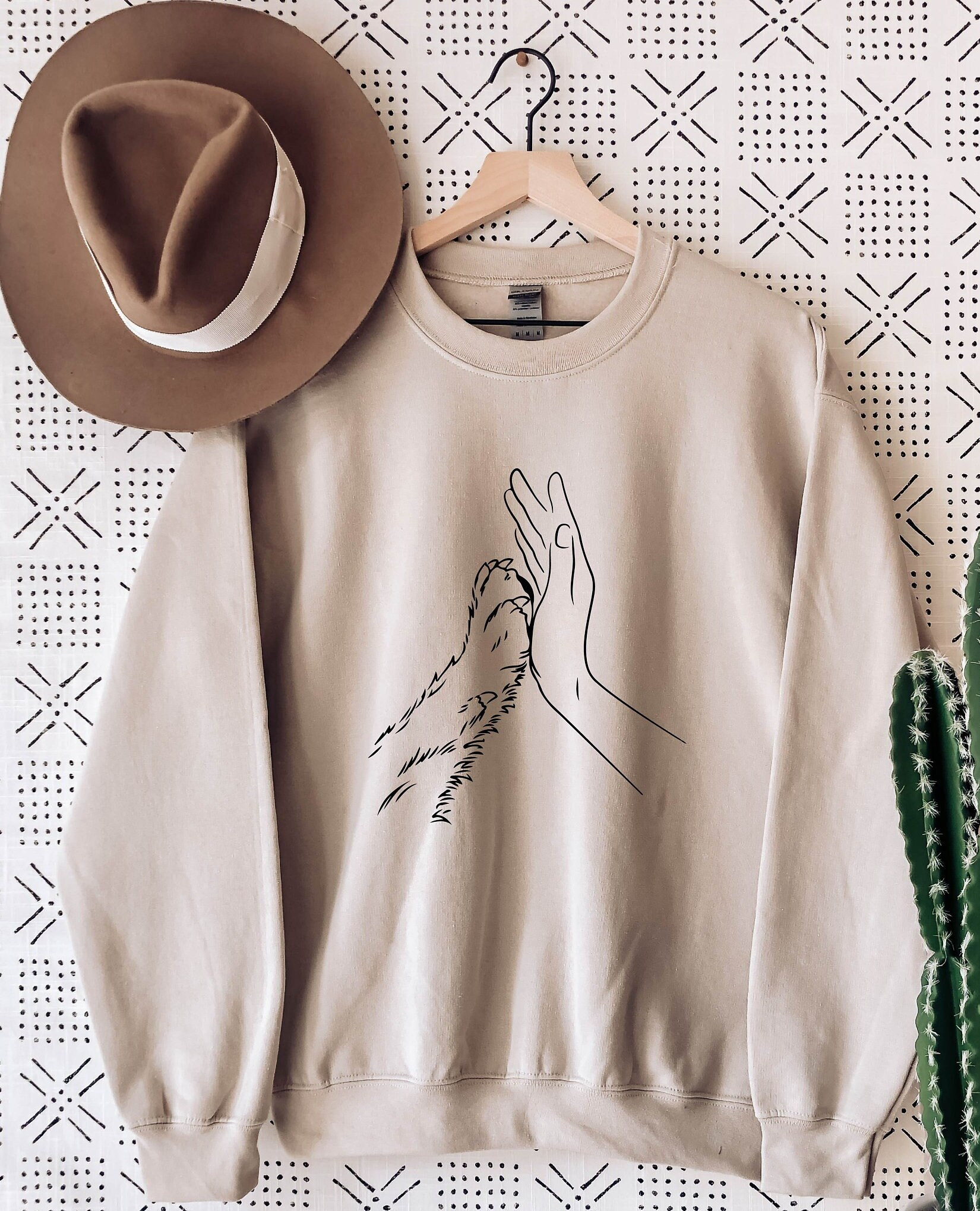Human Hand and Paw Sweatshirt, Dog Paw Animal Lover Gift For Dog Lover Hoodie, Pet Lover Owner Gifts, High Five Sweatshirt, Lover Sweatshirt