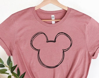 Camiseta con la cabeza de Mickey Mouse, camiseta de Minnie Mouse, regalo para amantes de Disney, camiseta a juego para toda la familia, camiseta para viaje a Disney, camiseta personalizada