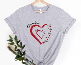 Aangepast opa-shirt met kleinkinderen namen, speciaal cadeau voor opa, papa-shirt met kleinkinderen naamcadeau, Vaderdag gepersonaliseerde opa