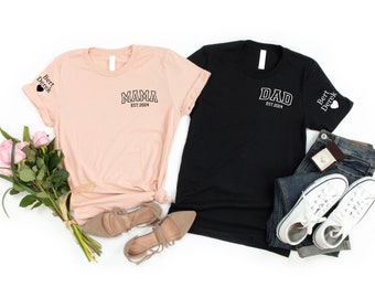 Chemise assortie personnalisée maman papa 2026 avec prénoms d'enfants