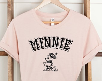 Vintage Minnie Shirt, Cute Minnie Mouse T-Shirt, Animation Mickey Mouse, Gift For Her, Disneyland Vacation, Disney Trip, Personalized Shirt