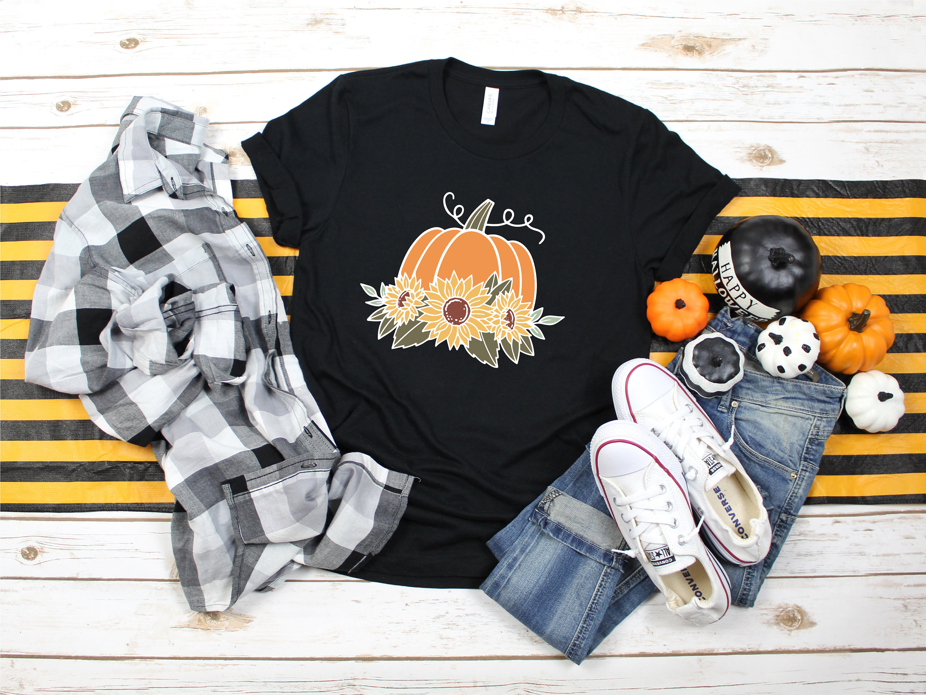 Discover Sunflower Pumpkin Shirt, Sunflower Shirt, Pumpkin Shirt for Women, Women Autumn Fall Shirt, Pumpkin T-Shirt, Women-Fall Graphic Tee