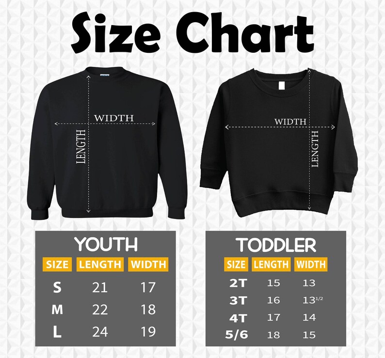 the size chart for a sweatshirt