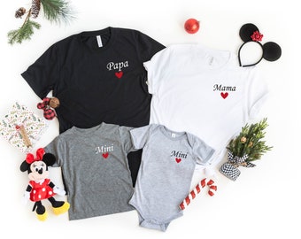 Camiseta familiar personalizada con corazón: Camisetas a juego personalizadas para mamá, papá y mimi.