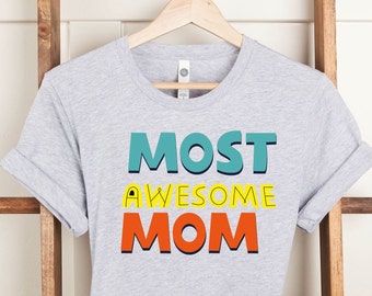La plus belle chemise pour maman, idée cadeau pour la fête des mères, t-shirt pour maman mignon, cadeau pour des mamans extraordinaires, t-shirt avec col en V pour femme, maman et moi, ma super maman