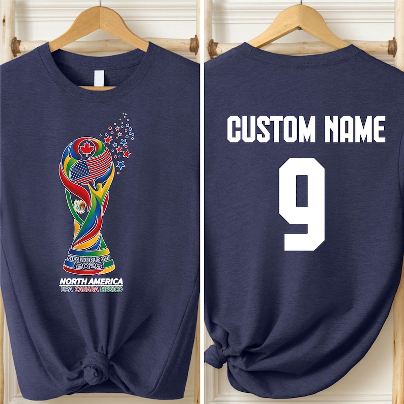 2026 FIFA World Cup Trophy Custom T-shirt North America Football Design Personalized Number Fan Jersey USA Canada Mexico Shirt image 3