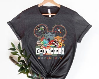 Camiseta de personajes de Disney de California Adventure, viaje de chicas a Disneyland 2026, camiseta de vacaciones familiares en Disneyland, vacaciones familiares a juego 2026