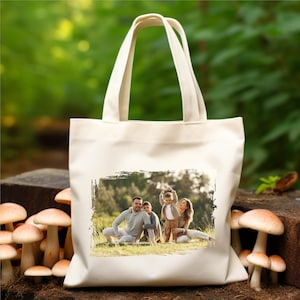 Personalized Photo Bag, Custom Photo Gift For Family Matching Tote Bag, Gift for Mom Custom Tote Bags, Promotional Tote Bag, Your Text Image