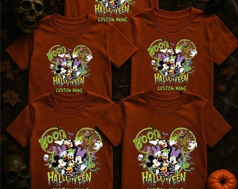 Boo Disney Halloween 2026-tröjor, personlig Disney Halloween 2026-tröja, Halloween-namntröja, Disney-familj Halloween-tröja, Disney-resetröja