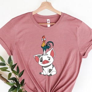 Pua and Hei Hei, Disney T-Shirt, Disneyland Shirt, Embroidery, Moana, Trendy Shirt, Gift Idea, Disney World Gift for Kids, Magical Tee