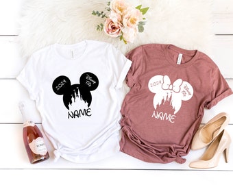 Camiseta personalizada para casal, Viagem à Disney 2025, Ideia de presente para casais, Escreva seu nome, Camiseta da Disneylândia, Roupas da moda, Camiseta personalizada