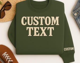 Custom Puff Embossed Sweatshirt Hoodie, Trendy 3D Lettering, Personalized Raised Text Hoodie Sweater, Custom Name Gift, Unique Cozy Pullover