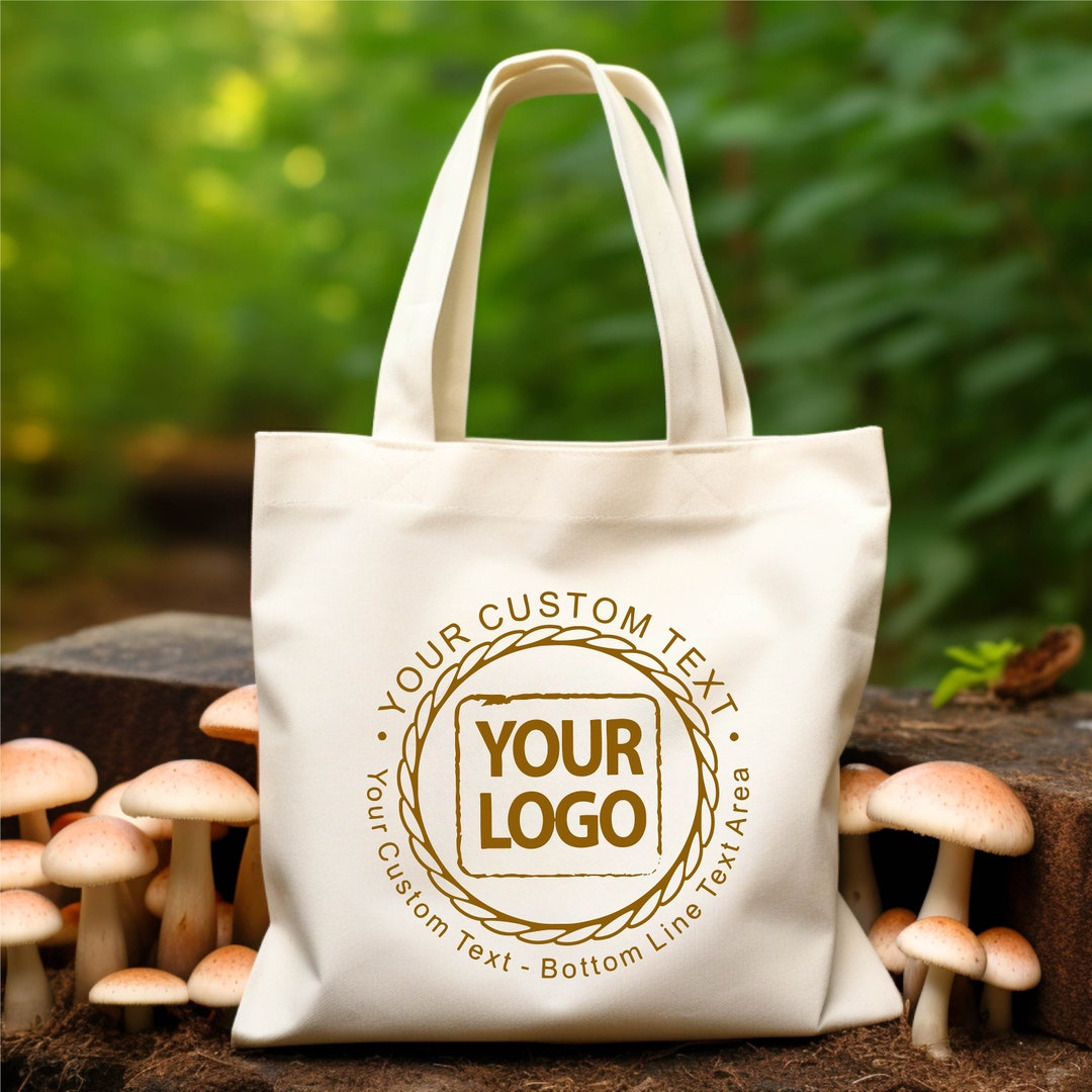 Custom Logo Canvas Tote Bag: Personalized Text Gift - Etsy