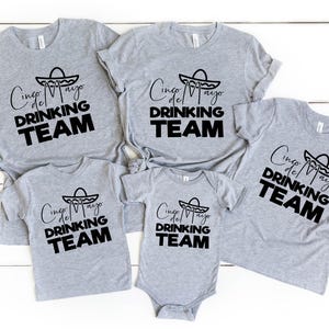 Camisetas a juego para beber del Cinco de Mayo para familiares y amigos, diseños divertidos y personalizables para la fiesta mexicana del Cinco de Mayo, camiseta de tequila