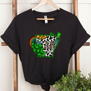 Chemise de la Saint-Patrick, jolie chemise de la Saint-Patrick, t-shirt carte de l'Arkansas de la Saint-Patrick, t-shirt vert de Patrick, t-shirt de l'Arkansas