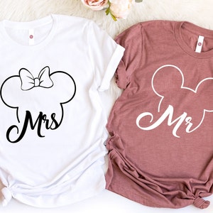 Matching Mr. & Mrs. Mickey and Minnie T-Shirts for Couples - Cute Disney Inspired Love Shirts for His and Her, Perfect Gift for Any Occasion