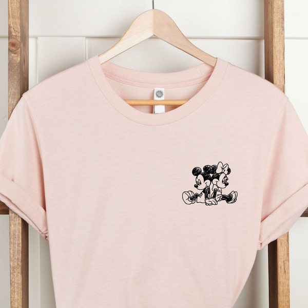 Pocket Vintage Mickey and Minnie Shirt, Gift For Couples, Lovely, Magic Trip, Animation Mickey Mouse, Disney Trip Tee, Personalized Shirt