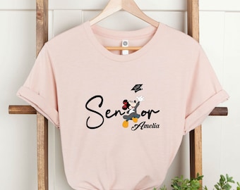 Camiseta de graduación personalizada, Minnie Senior 2026 con nombre personalizado, Camiseta Disney Clase de 2026 Minnie, Regalo de graduación para Senior Tees