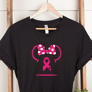 Breast Cancer Awareness, Ribbon Minnie Mouse Head, Minnie Mouse Head T-shirt, Cute Head Shirt, Mickey Mouse Shirt, Personalized Shirt