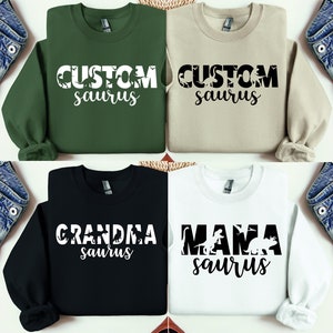 Benutzerdefinierte Saurus Sweatshirt, Dinosaurier Mama Oma Opa Dinosaurier Leben Sweatshirt, Muttertag Hoodie, lustiges Muttertagsgeschenk, Mutter der Jungen Geschenk