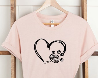 Cat Paw Heart T-Shirt: Animal Lover V-Neck Tee