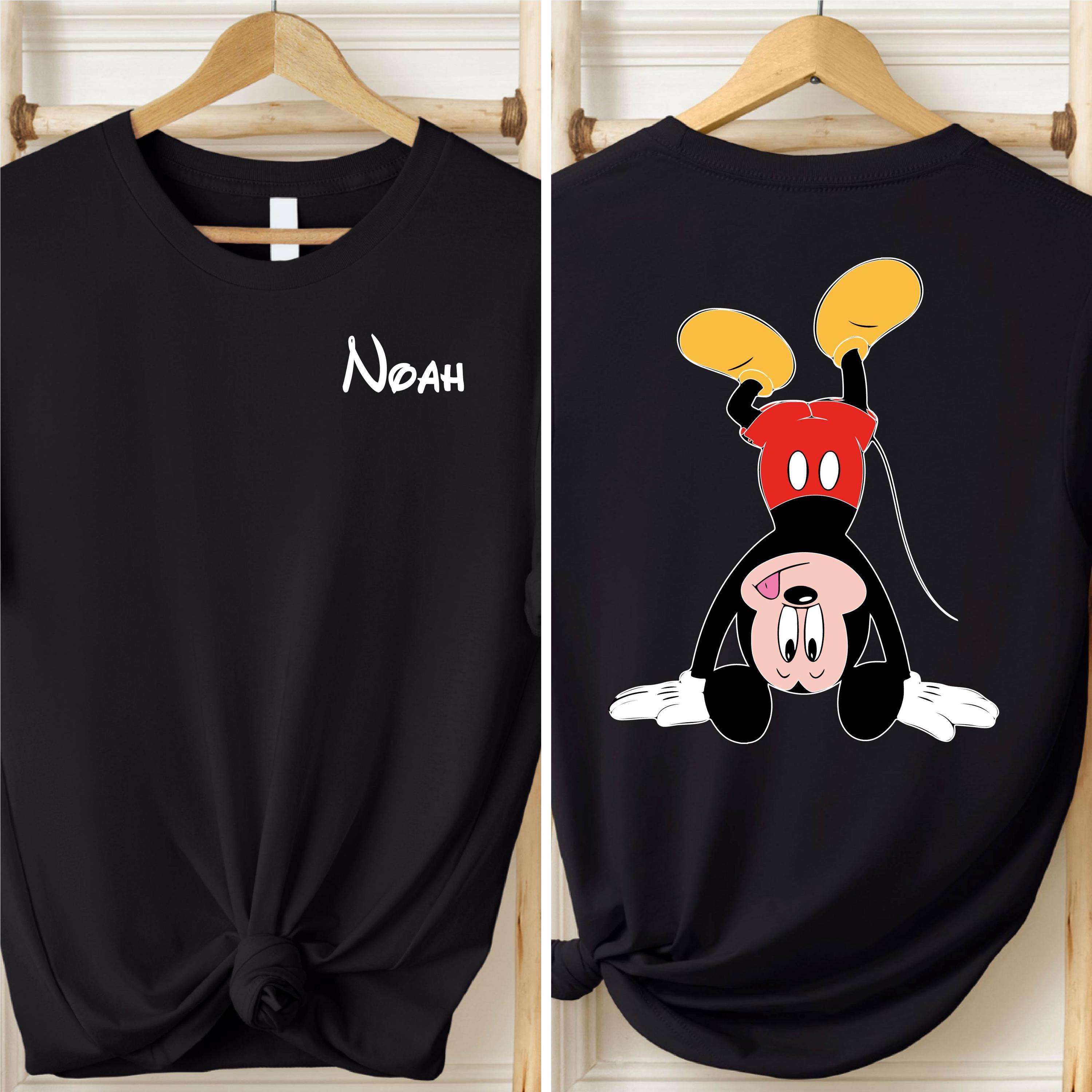 Disney Custom Name Mickey Mouse Funny Somersault Mickey Shirt, Front and Back Custom Friends and Family Matching Gift Tee, Disney Trip Shirt
