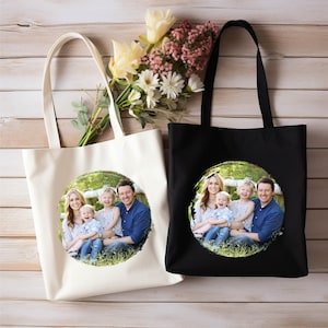 Personalized Photo Bag, Custom Photo Gift For Family Matching Tote Bag, Gift for Mom Custom Tote Bags, Promotional Tote Bag, Your Text Image