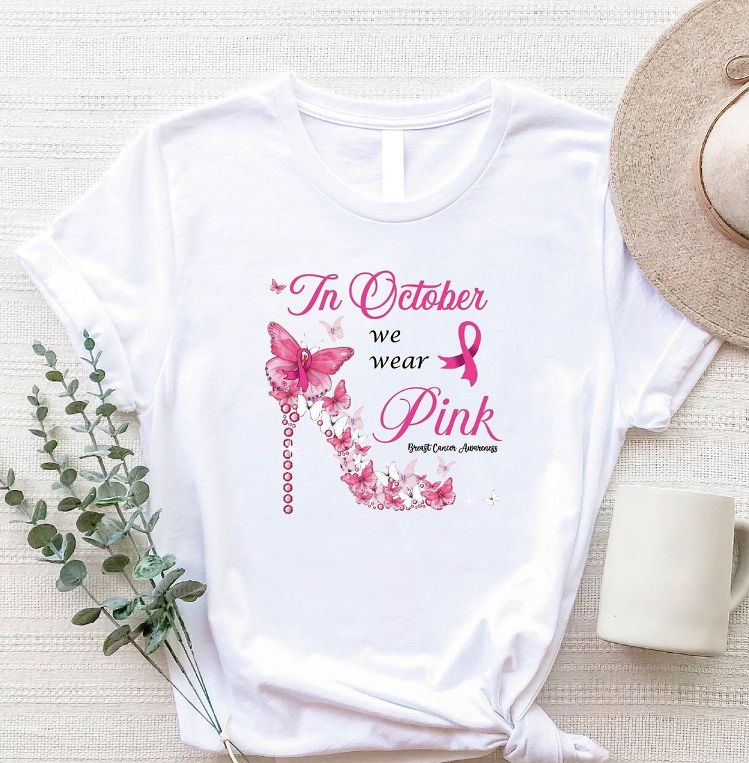 Breast Cancer Awareness Shirt: Pink Ribbon Butterfly Shoe - Etsy
