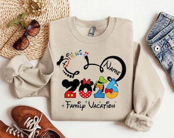 2026 Custom Name Disney Family Vacation Sweatshirt, Disney Family Matching Gift,Personalized Disney Trip, Disneyworld Matching Mickey Minnie