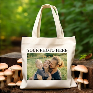 Your Photo Here Custom Photo Bag, Custom Photo Gift For Family Matching Tote Bag, Gift for Mom Custom Tote Bags, Promotional Tote Bag Image