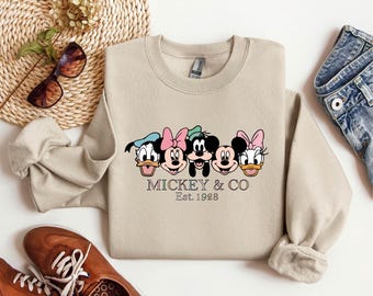 Felpa Disney, Felpa Mickey & Co Mickey And Friends, Felpe Mickey CO 1928 Felpe con cappuccio per bambini e adulti Regalo per la famiglia di Mickey Friends