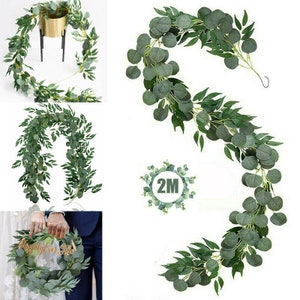 2m artificial eucalyptus garland hanging rattan vine ivy wedding flower xmas uk