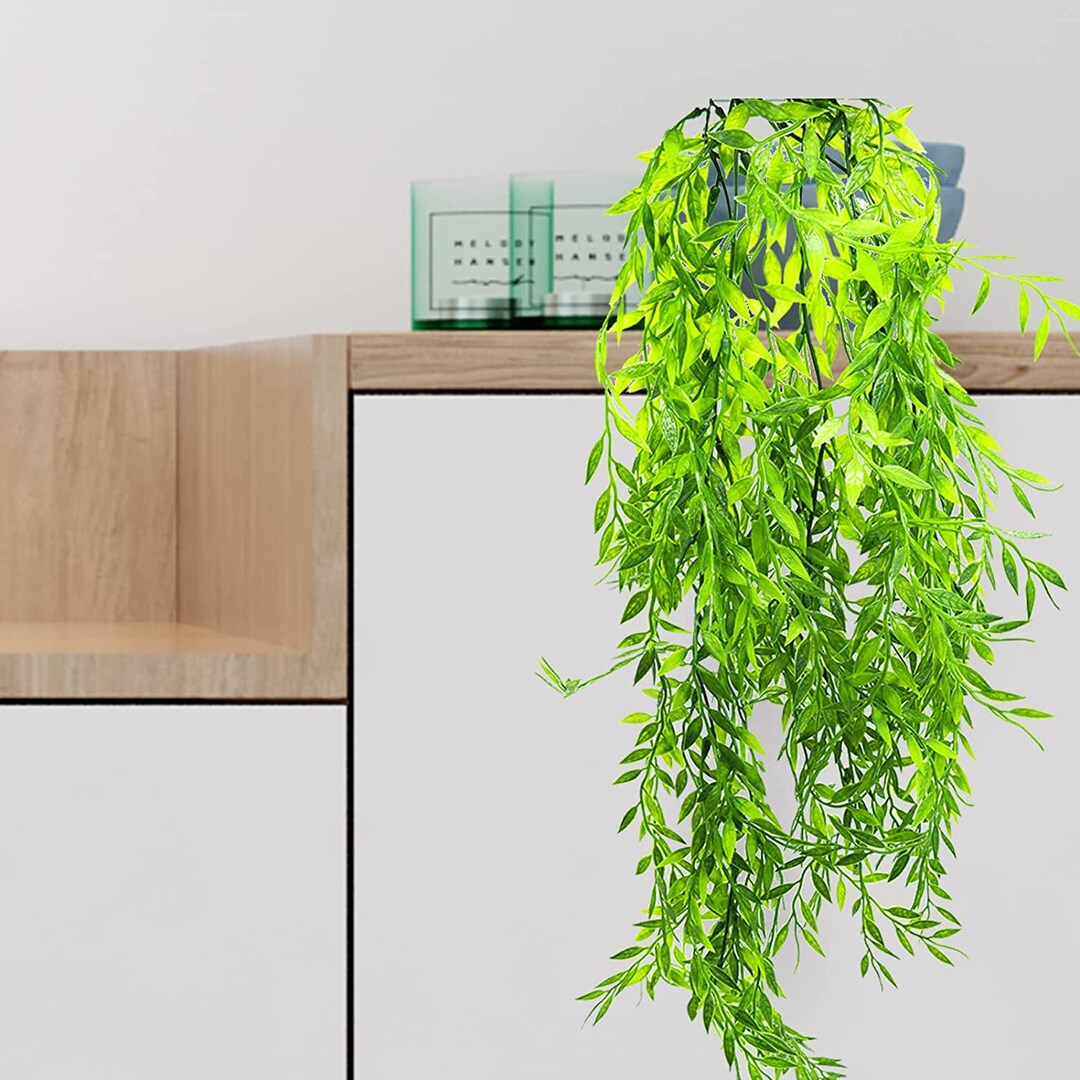 Artificial Hanging Plants Plastic Fake Ferns Ivy Artificial Etsy
